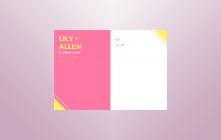 pink postcard template