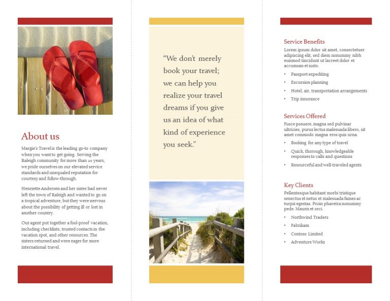 red modern travel brochure template