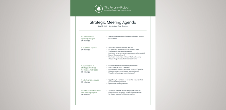 strategic meeting agenda template