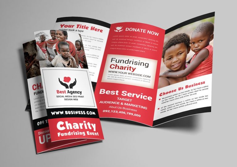 organizacja charytatywna czerwony szablon broszury