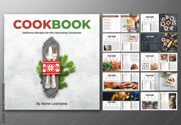 Kreator broszur Publuu może być użyty do stworzenia wspaniałej książki kucharskiej z tym szablonem broszury