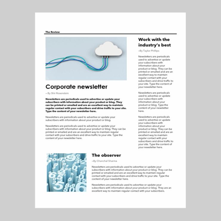 modern corporate newspaper template example