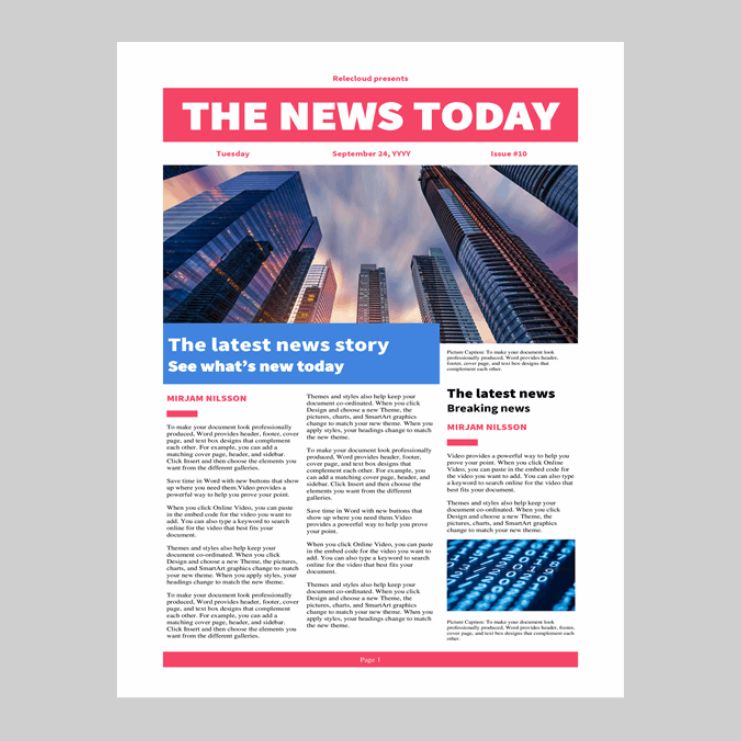 daily editable city newspaper template 