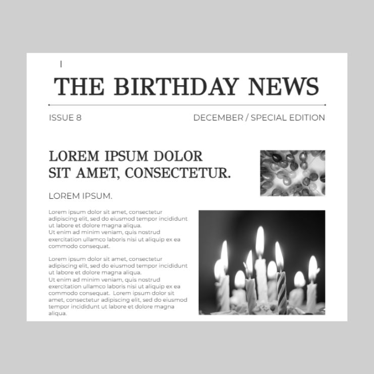 periódico de cumpleaños que puedes editar para tu propio periódico