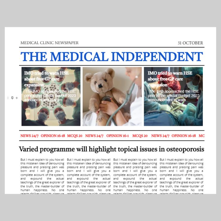 medical newspaper template with all news for doctors and nurses