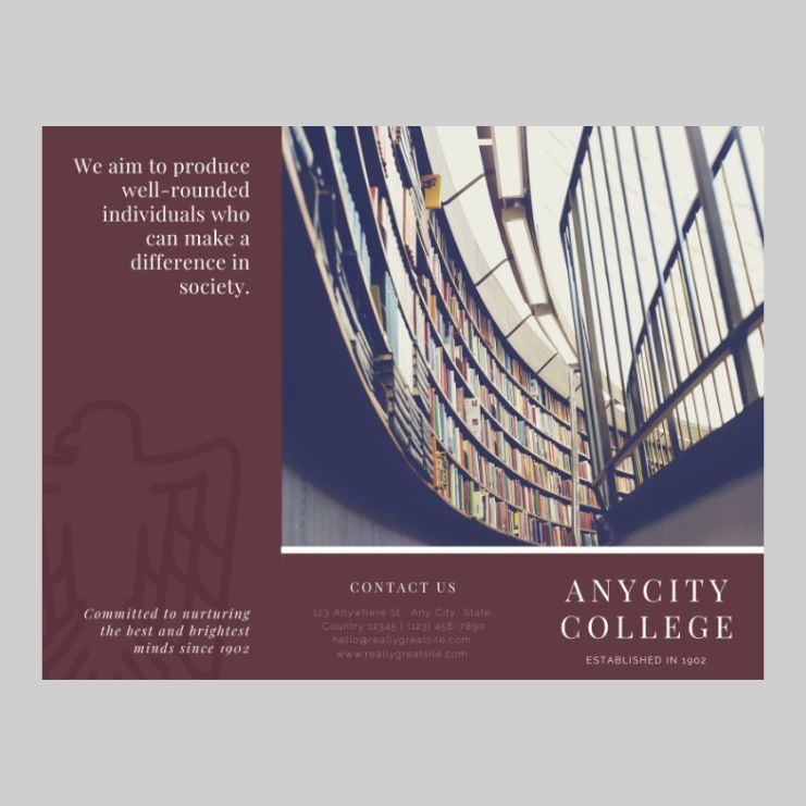 University trifold brochure
